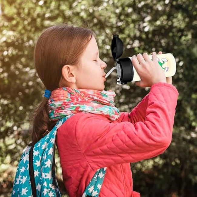 Sentimental History Buff 12oz Kids Black Bottle ¨C Classic black and white photo of Titanic's trial run ¨C Road Trip, School Lunch