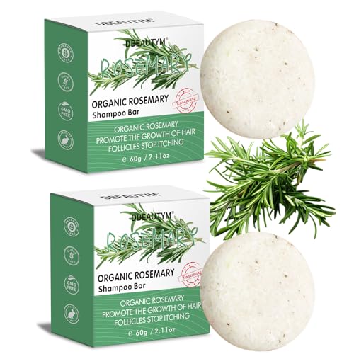 2 Pack Rosemary Hair Shampoo Bar,Deep Cleansing for Scalp Hair Loss Shampoo Soap,Organic Hair Oil...