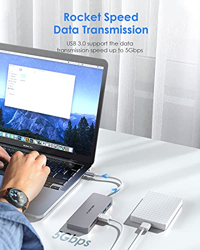 Lention Usb C Hub With 3 Usb 3.0 & Sd/Micro Sd Card Reader Compatible 2022-2016 Macbook Pro, New Mac Air/Ipad Pro/Surface, More, Stable Driver Certified Type C Adapter (Cb-C15, Space Gray) #TOP2