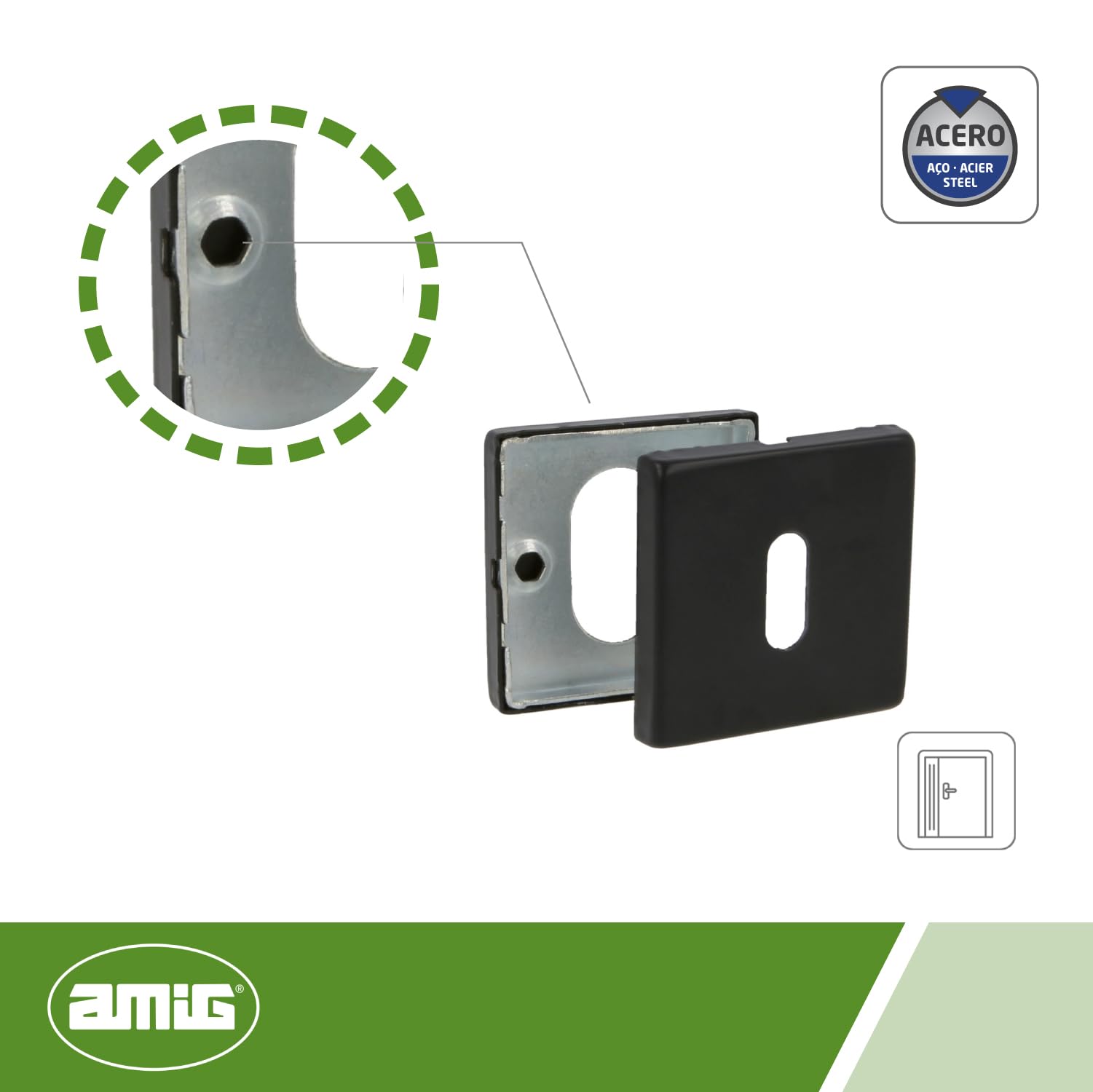 Bocchette Per Serrature Europrofilo AMIG - Acciaio Inox Opaco, 2 Pezzi, 52x52mm - Foto 5