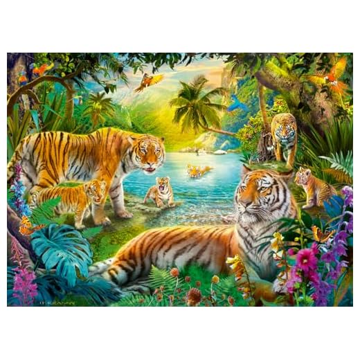 Ravensburger Puzzle 12001384 - Tiger Family in the Oasis - 500 Teile Puzzle für Erwachsene und Kinder ab 12 Jahren