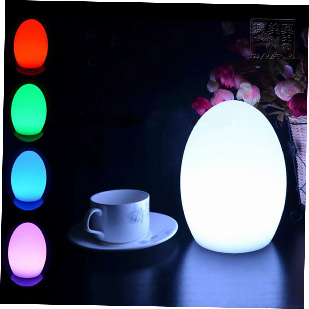 Lámpara de Noche LED de Huevo Recargable Carga USB, Luz Infantil para Mesita y Escritorio, Hogar y Conservatorio, 10X15 CM