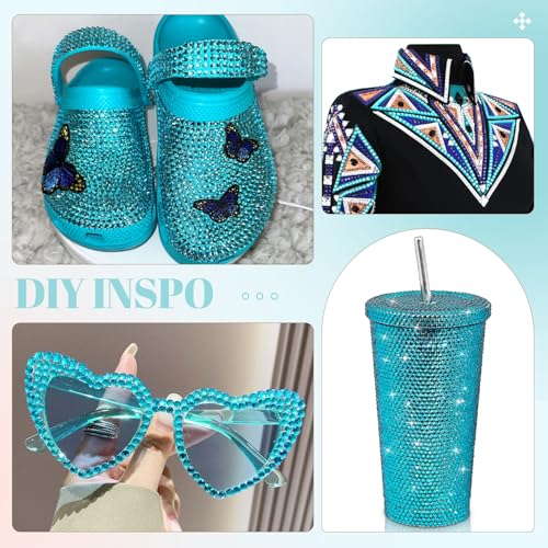 Image of 6100Pcs Resin Rhinestones for Crafting with 2Pcs 10ml B7000 Jewelry Glue, 1 Box Flatback Crystals Diamond (Teal Blue) for Bedazzling Crafts DIY Nail Art,Non Hotfix Gems for Clothing Shoes Tumblers
