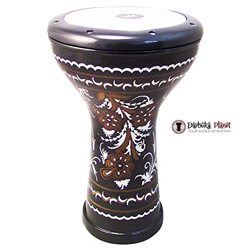 The ZAZA Percussion The 17'' Copper Engraved Egyptian Darbuka Doumbek (Brown)