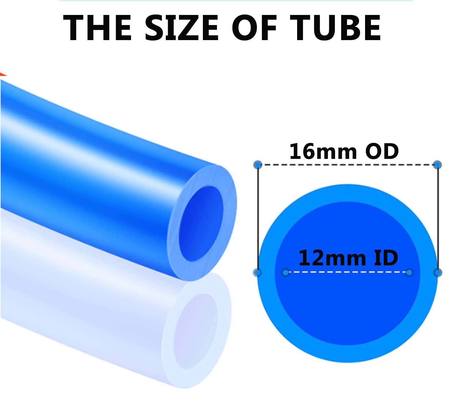 Blau 10M Polyurethanschlauch 16 mm Außendurchmesser X 12 mm Innendurchmesser PU-Luftschlauch mit 14 Verbindungssätzen und Schneider, flexibel und wetterfest