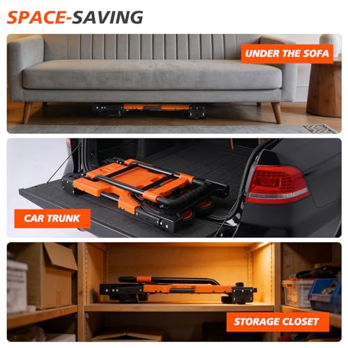 Carretilla plegable 2 en 1 con manija ajustable y 4 ruedas miniatura 7