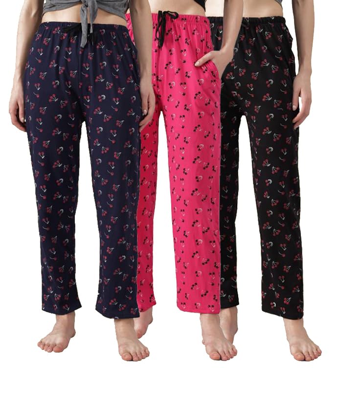 Printed Womens Pyjama Night Pant, Soft Cotton Fabric, Casual Wear (Pack of 3)-image-22