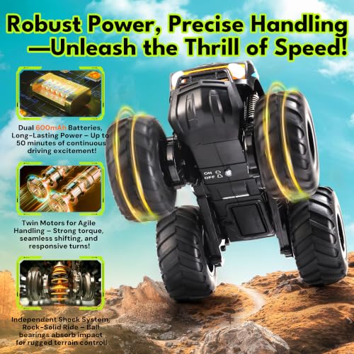 Image of Threeking 1:16 Amphibious Monster Truck All Terrain Remote Control Car Toys | Waterproof Durable 4WD Off-Road RC Crawler Cars Pick-Up Unique Toy Gifts for Boys Girls Ages 6-12