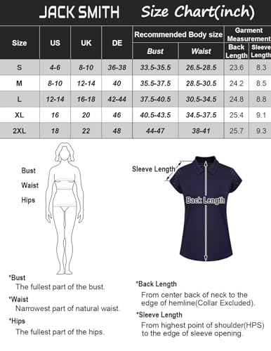 Jack Smith Women'S Golf Shirt Short Sleeve Quarter Zip Pullover T-Shirts Dry Fit Stretch Tennis Shirts Navy Blue 2Xl thumb #4