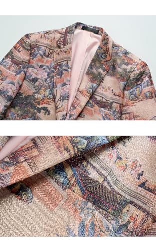 UNINUKOO Mens Blazer Printed Suit Jacket 1 Button Slim Fit Floral Dinner Sport Coat Blazers3