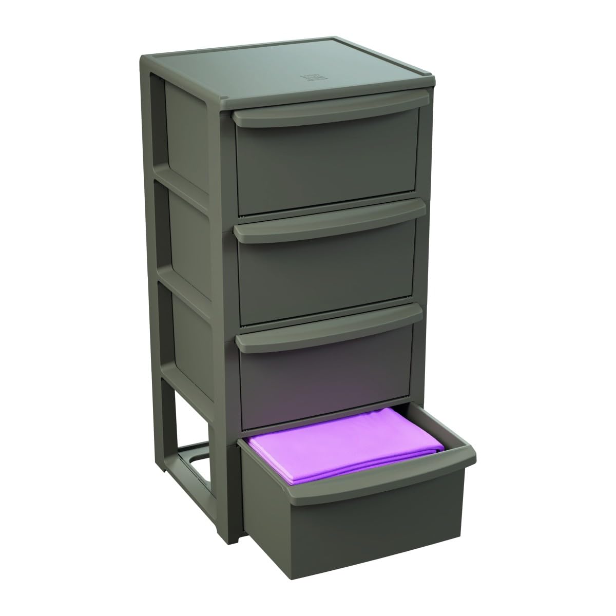 Art Plast - Commode Basse 4 tiroirs 39 x 38.5 x H 80.5 cm - Marron- Meuble de Rangement Chambre Bureau Buanderie - Meuble Bas de Rangement