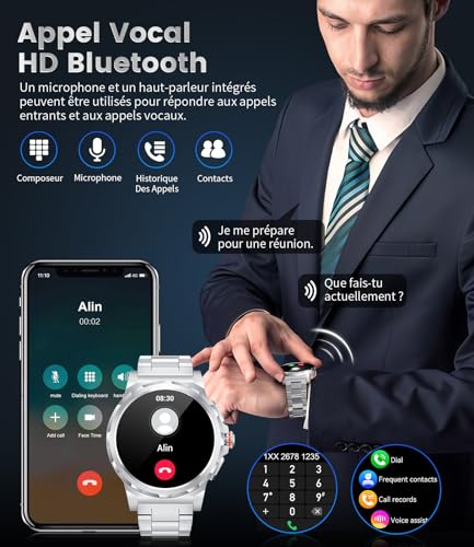 Reloj Inteligente Hombre con 3 Correas, 1.43″ HD AMOLED Smartwatch Hombre con Llamadas Bluetooth, Monitor de Sueño, 5ATM Impermeable, 100+ Modos Deportivos para Android iOS 4