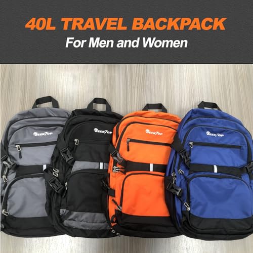Seektop Lightweight Travel Backpack for Men Women, Multiple Pockets 40L Hiking Backpack Foldable Carry on Backpack for Outdoor Camping Sport Leisure - image 6