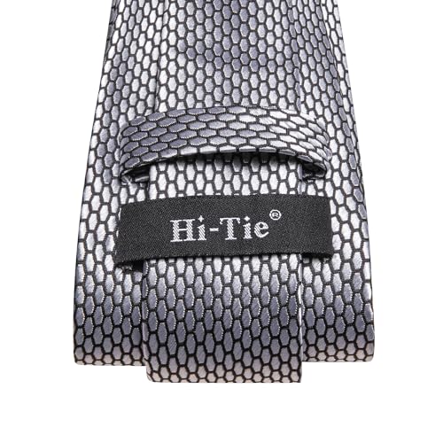 Image of Hi-Tie Mens 70inches Tie Set Extra Long Necktie for Men Cufflinks Handkerchief Big Tall Men Business Wedding