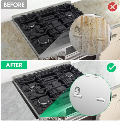 Image of Stove Gap Covers Stainless Steel Stove Gap Filler for Stove and Counter, Black Oven Side Gap Filler for Kitchen Oven with Adjustable Length 13 inch to 27 inch (2 Packs)
