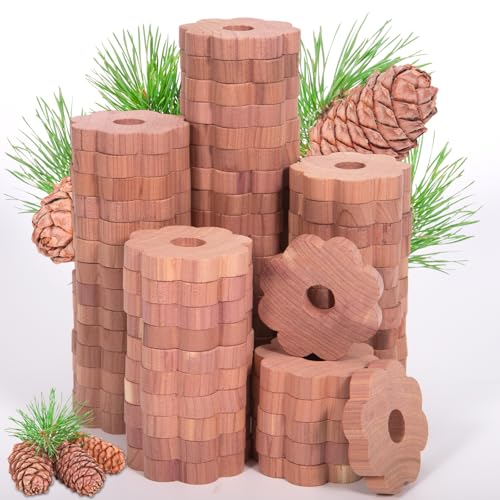 FERRGIA 60 Piezas Madera de Cedro,Cedro Antipolillas Natural,Sin Químicos,Orgánica Anillos Antipolillas de Madera de Cedro para Armarios Cajones Ropa,Fragancia Natural,Barrera Contra Insectos