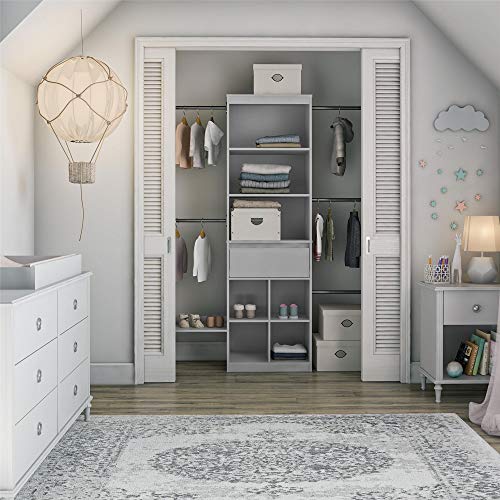 Image of Little Seeds Grow with Me Grey Adjustable Kids’ Closet Organizer System