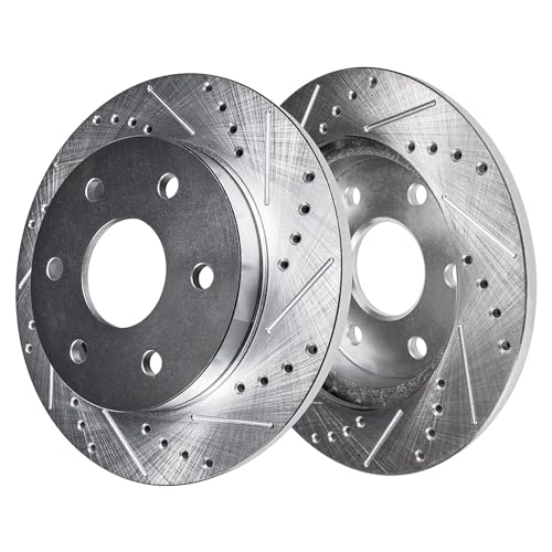 Image of Detroit Axle - Rear Brake Kit for 2006-2010 Hummer H3 2009-2010 H3T | Drilled & Slotted Disc Brake Rotors Ceramic Brakes Pads Replacement 2006 2007 2008 2009 2010