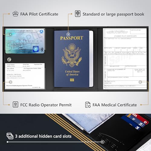 Pilot document holder, Pilot wallet, RFID-Blocking, Travel Wallet, Stylish Travel Companion for Aviation Professionals3
