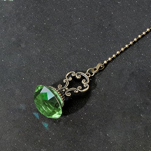 Image of 1Pcs Crystal Ceiling Fan Pull Chains Ornament Colorful Diamond Pendant Switch with 12 Inches Line Bead for Ceiling Light Desk Lamp green