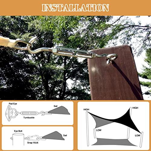 Cool Area Triangle Sun Shade Sail Durable 20' ×20'×20' Outdoor Canopy For Patio Pergola Cover Garden Backyard,Uv Block Sunshade Cover Easy To Install,Sand(We Make Custom Size) #TOP6