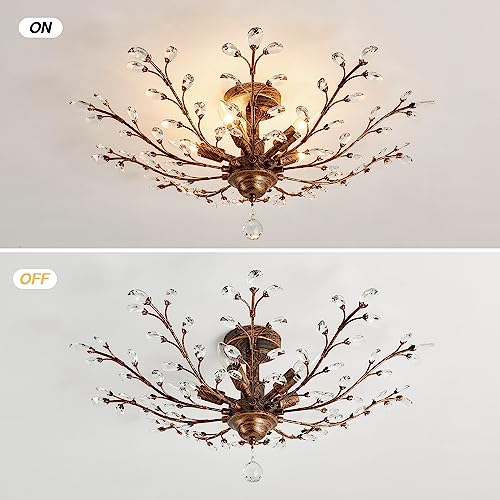CVKASH-5-Light-Vintage-Crystal-Chandelier-Modern-Bronze-Branche-Ceiling-Light-Fixture-Farmhouse-for-Kitchen-Dining-Room-Living-Room-Bedroom-Hallway-Foyer CVKASH 5 Light Vintage Crystal Chandelier Modern Bronze Branche Ceiling Light Fixture Farmhouse for Kitchen Dining Room Living Room Bedroom Hallway Foyer