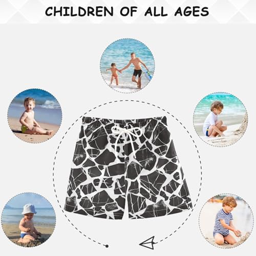 visesunny Summer Boy's Beach Shorts Black Stone Crack Quick Dry Swim Trunks Baby Boy Bathing Suit with Pockets4