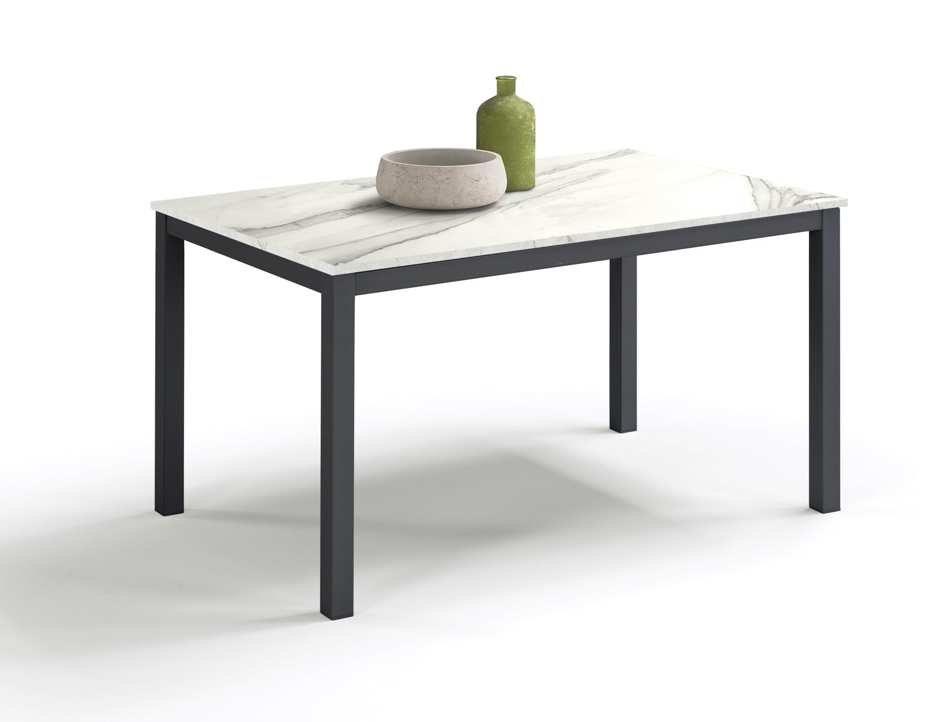 REDÒKASA Tavolo allungabile 110 + 40 cm per sala da pranzo modello GIOTTO con top in melaminico e gambe quadrate (110X70, MARMO DI CARRARA)