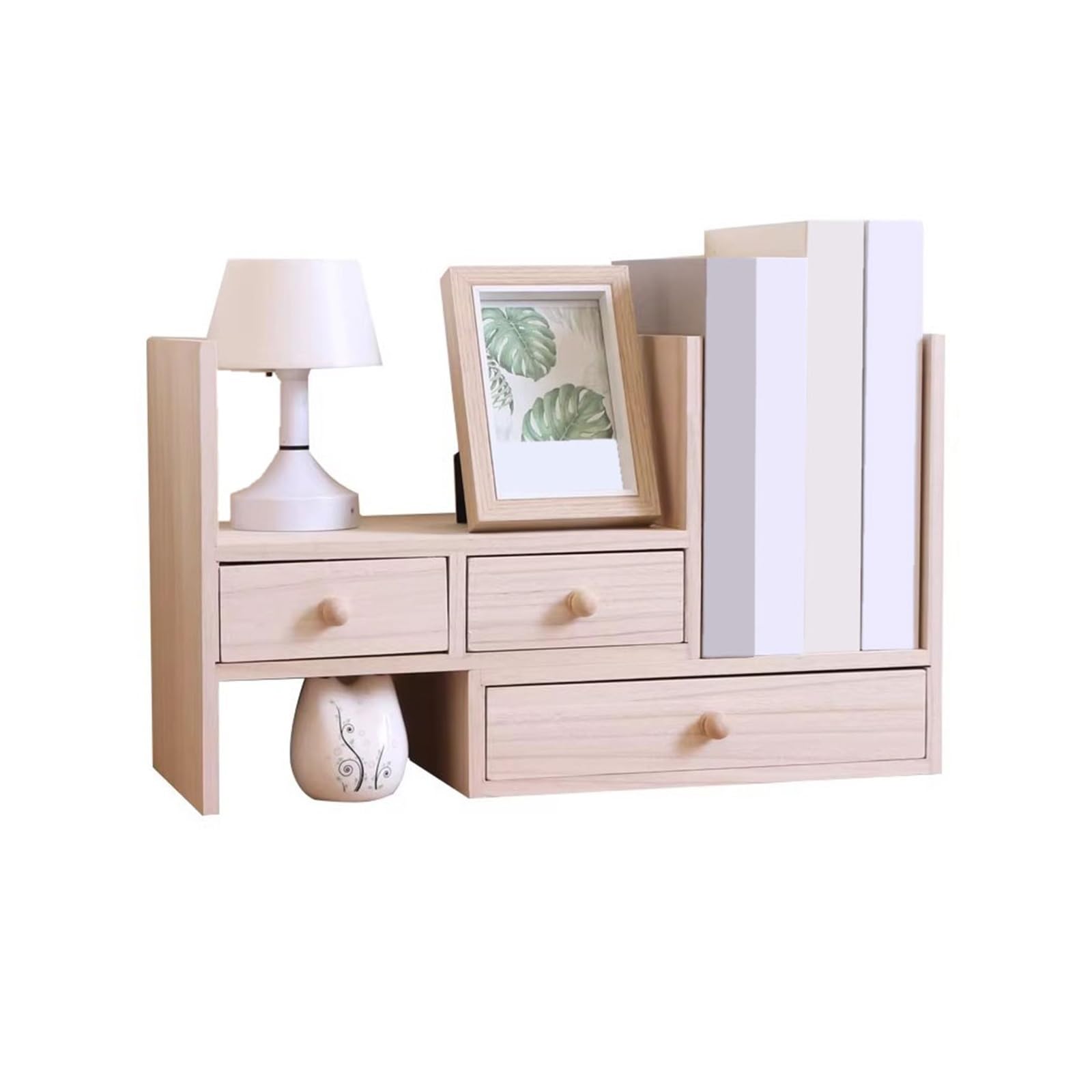 Shihan-2015 Bookcase Creative Desktop Combinations Wooden Expandable Bookshelf with Drawer Home Organizer Shelf Display Shelf
