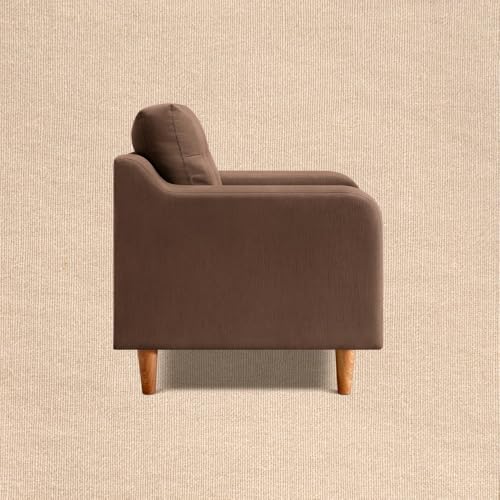 Image of Duroflex Ease Plus - 1 Seater Sofa Set for Living Room | 3 Year Warranty | Premium Wooden Frame Sofa | Anti-Pilling Fabric, Fade & Termite Resistant | Comfortable & Durable Couch - Cocoa Brown