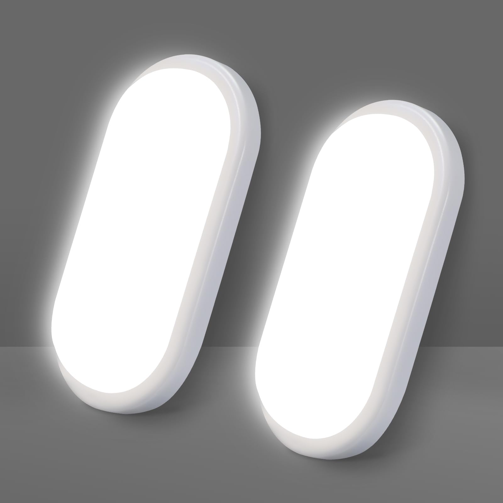 VivaLet 2 Stück Kellerlampe LED Wandleuchte Innen 12W 1200LM, Kellerleuchte Weiß Oval, Feuchtraumleuchte Neutralweiß 4000K, IP54 Deckenleuchte für Bad, Treppe, Garten, Cellar, Garage, Badzimmer