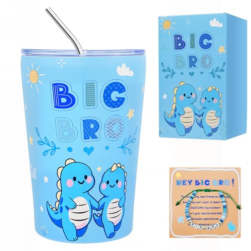 2 Pcs Big Brother Gift, 12 oz Big Bro Cup Blue Stainless Steel Mug Keeps Drinks Cold & Hot, New...