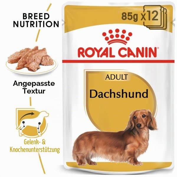 Royal Canin Dachshund Adult Mousse | 12 x 85 g | Alleinfuttermittel für Hunde | Ausgewachsene Dackel