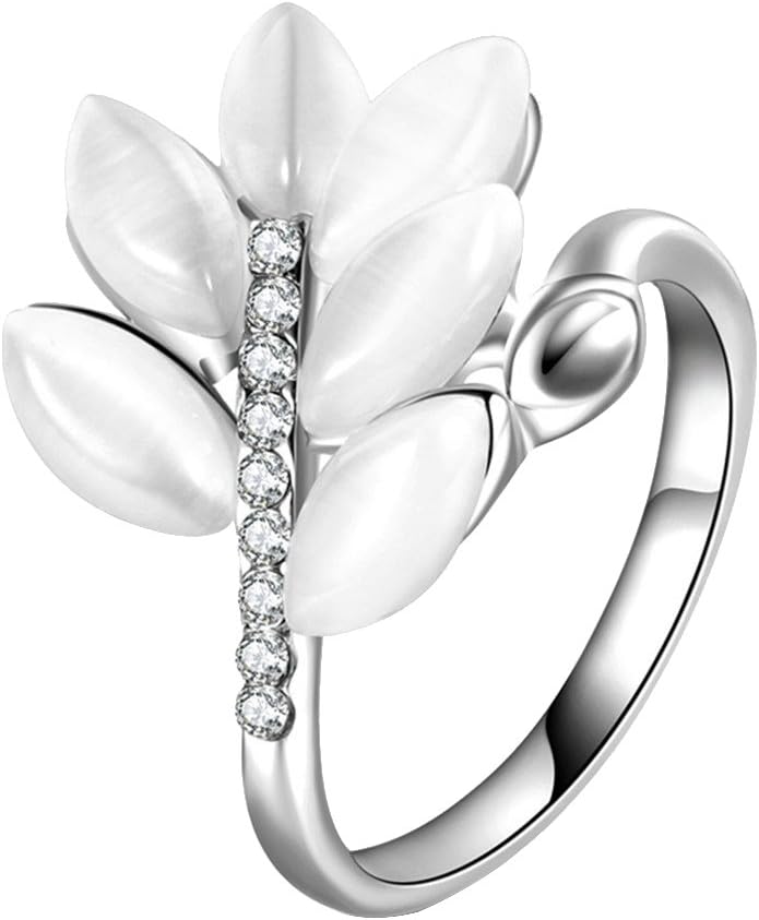 ELBME® Rhinestone Opal Stone Band Ring Lady Jewelry Silver White 8 Jewelry & Watches | Fashion Jewelry | Rings