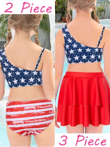 Image of RAISEVERN Girls Swimsuit 3 Piece Bathing Suits Cute Swimwear for 5-12 Years