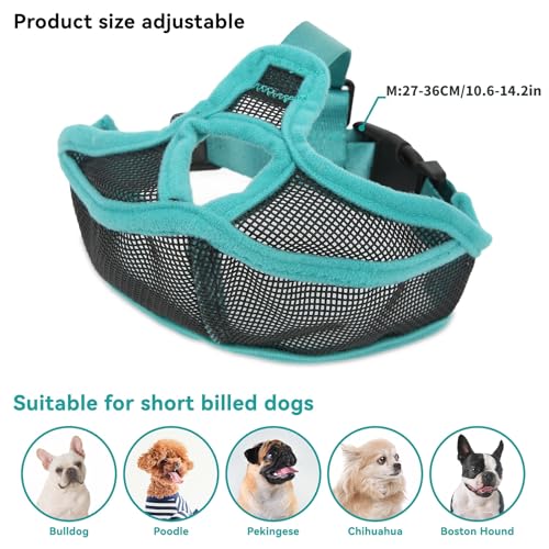 Muzzle for Dog Anti-Biting & Anti-Bark Bulldog Muzzle, Mesh Adjustable Breathable Soft Mask, Green - Image 2
