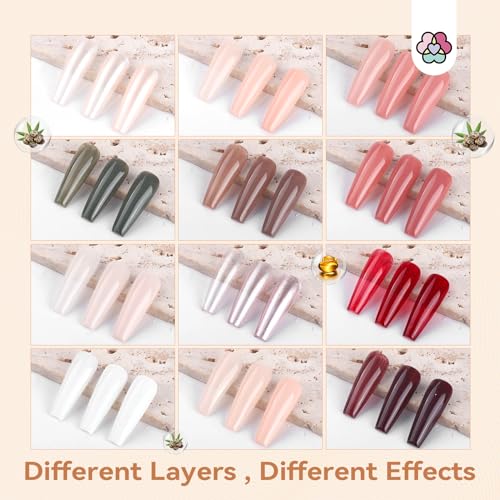 Image of SAVILAND Pink Nail Polish Set: Burgundy Dark Red White Pearl Quick Dry Nail Polish Regular Kit with Castor Oil Base and Top Coat Nail Lacquer Set DIY Art at Home Gift 12 Colors 14 Pcs