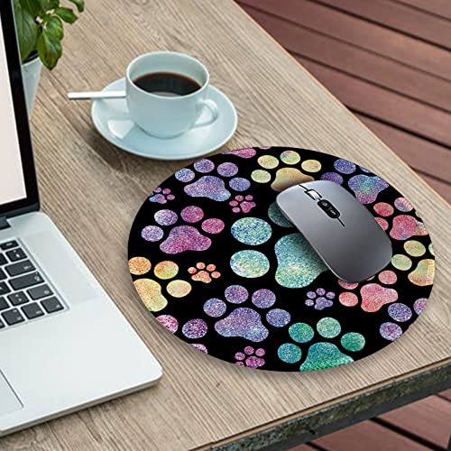 Image of Cat Paw Round Mouse Pads for Desk, Funny Small Mousepad for Laptop Gaming, Stitched Edge Non-Slip Rubber Base, Cute Home Office Decor Desk Accessories Office Supplies Gift for Women Teen Girls