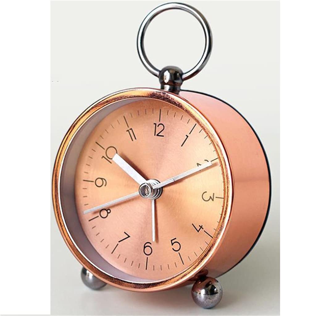 HRWLY Alarm Clock Children Students Bedroom Bedside Snooze Office Desktop Mute Home Living Room Decor(Argento)