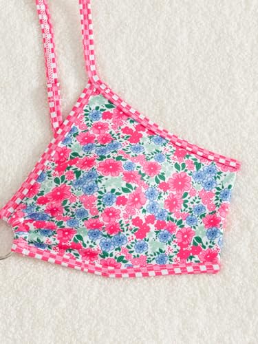 Image of Fanuerg Women's Triangle Bikini Sets O Ring Linked Two Piece Swimsuits Floral Printed Cheeky Bathing Suit