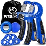 FitBeast Hand Grip Strengthener Workout Kit (5 Pack), 2 Forearm Grip Adjustable Resistance Hand Gripper, Finger Stretcher, Grip Ring & Stress Relief Grip Ball for Athletes