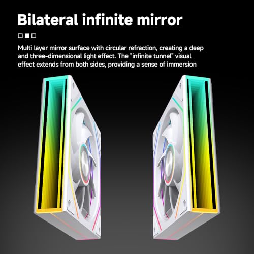 Image of Jungle Leopard Prism4RS Ultra 120mm PC ARGB Computer Case Fans|Infinity Mirror|Daisy-Chain|4 PIN PWM 1850RPM(White Forward 3 Pack)