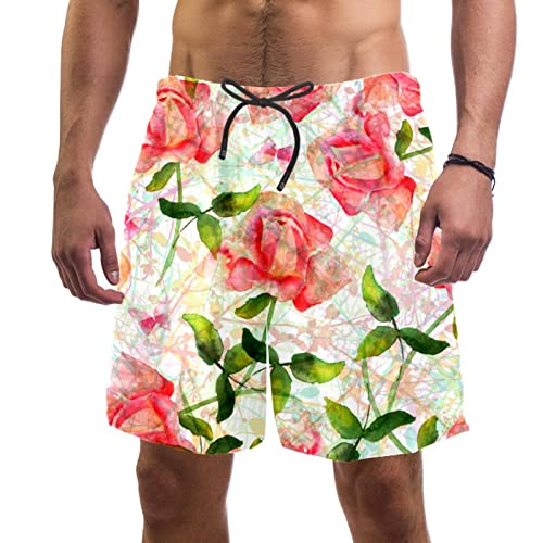 Maillots de bain pour hommes JDEZ rose pour vacances à la mer
