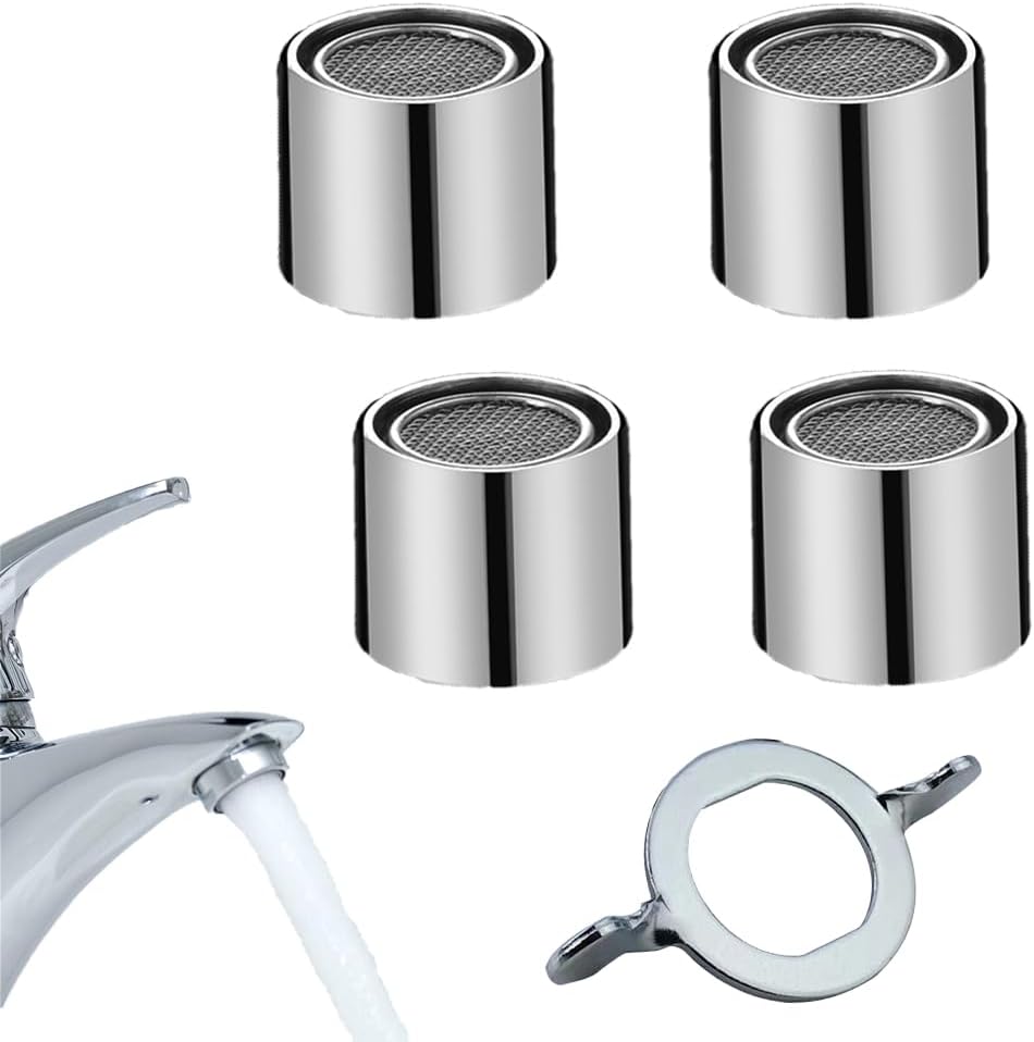 4 PCS Tap Aerator M20 Tap Filter Nozzle with Remove Tool Brass Faucet Bubbler Filter with Rubber Gasket Faucet Aerator Replacement Part for Kitchen Bathroom Shower Sink Hose