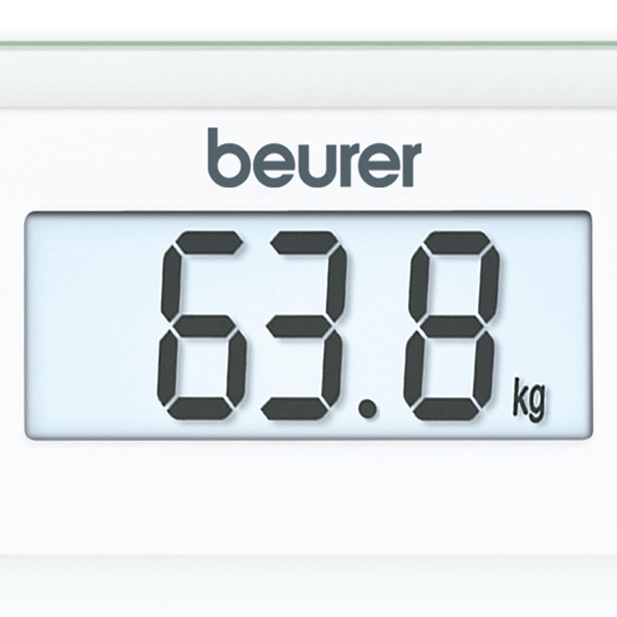 Beurer GS 14 - Báscula de baño de vidrio, vidrio de seguridad, apagado automático, puesta en marcha con sensor vibración, 150 kg / 100 gr, color transparente/ Blanco/ Plateado