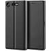Produktbild BEZ Hülle für Sony Xperia XZ1 Hülle, Handyhülle Kompatibel für Sony Xperia XZ1 Tasche, Case Schutzhüllen aus Klappetui mit Kreditkartenhaltern, Ständer, Magnetverschluss, Schwarz