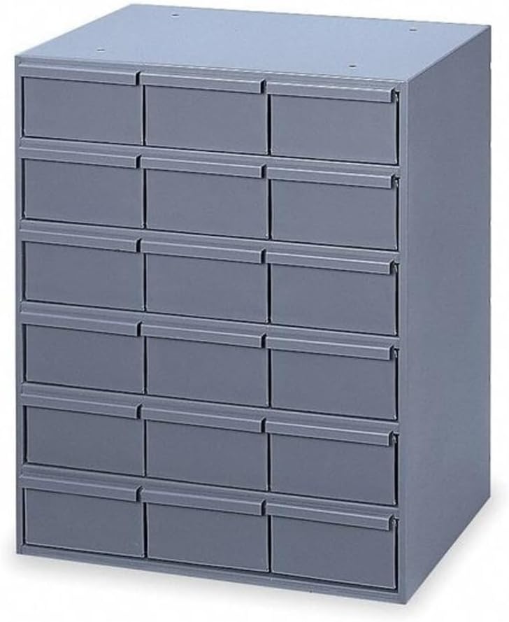 Durham 006-95 Gray Cold Rolled Steel Vertical Storage Cabinet, 17-1/4" Width x 21-1/4" Height x 11-5/8" Depth, 18 Drawer