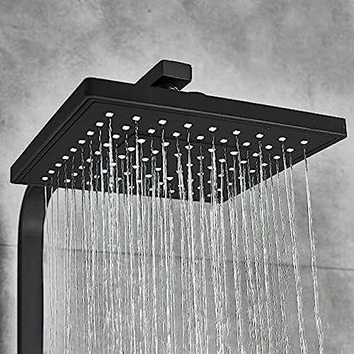 Robinet de douche noir mat et colonne de douche avec mitigeur de baignoire cascade - 6