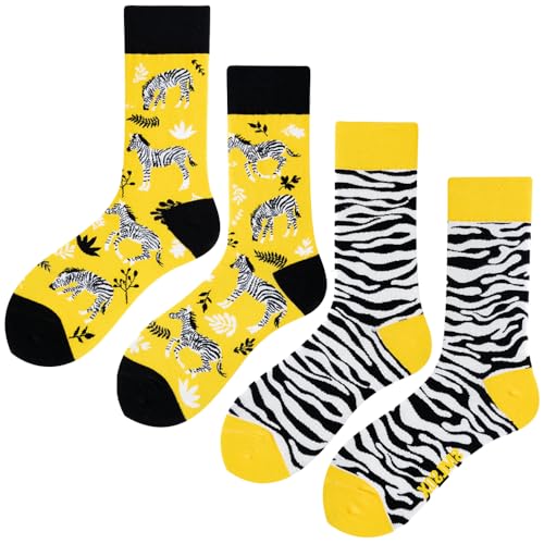 Image of 2 Pairs Cartoon Animal Crew Socks Fun Cotton Mid Calf Socks for Women