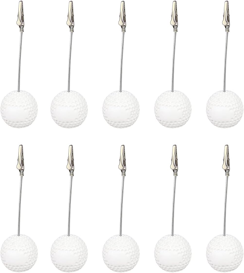 10pcs Table Number Holder with Baseball Football Base Photo Alligator Clips Clamp Memo Clip Pictures Paper Stand for Photo Note Clip Holders DIY Card Photos White - Golf Ball 10 Pcs